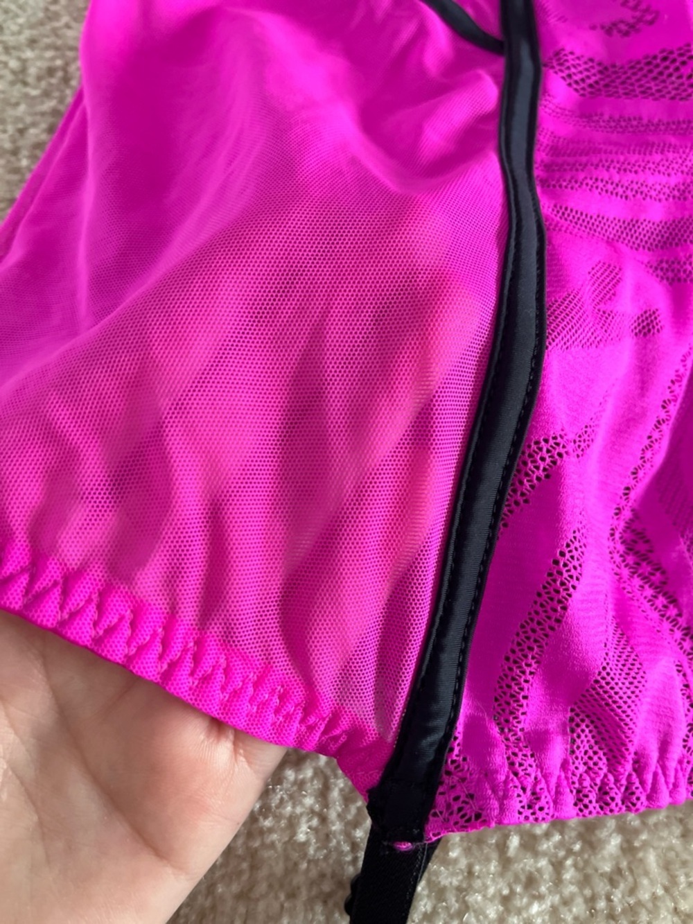 La Senza Hot Pink & Black Mesh Bustier Corset with Garters and Removable Padding - Picture 6 of 11
